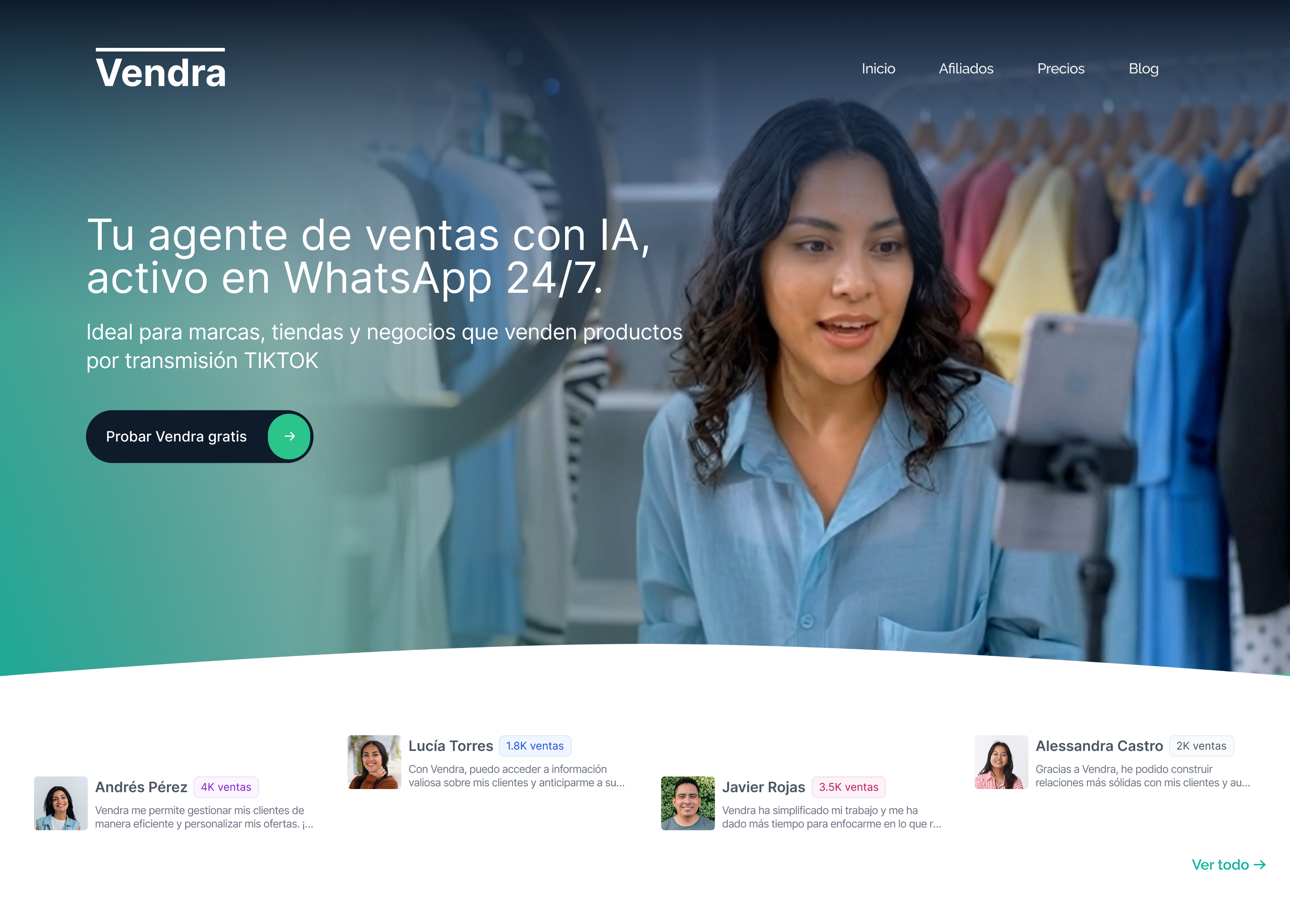 Plataforma de ventas con IA que funciona como agente comercial en WhatsApp 24/7