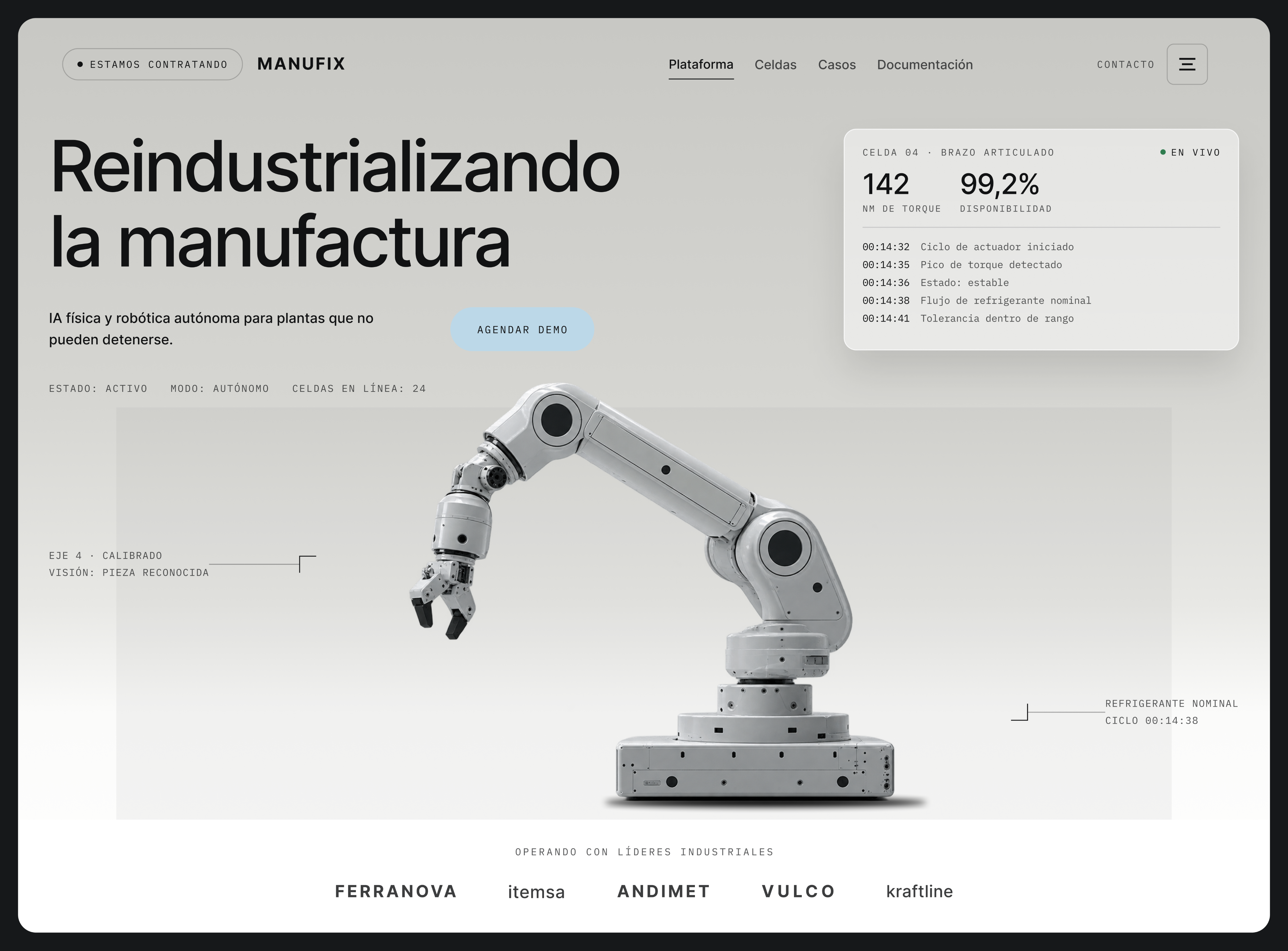 Monitoreo en vivo de celdas robóticas y trazabilidad de planta