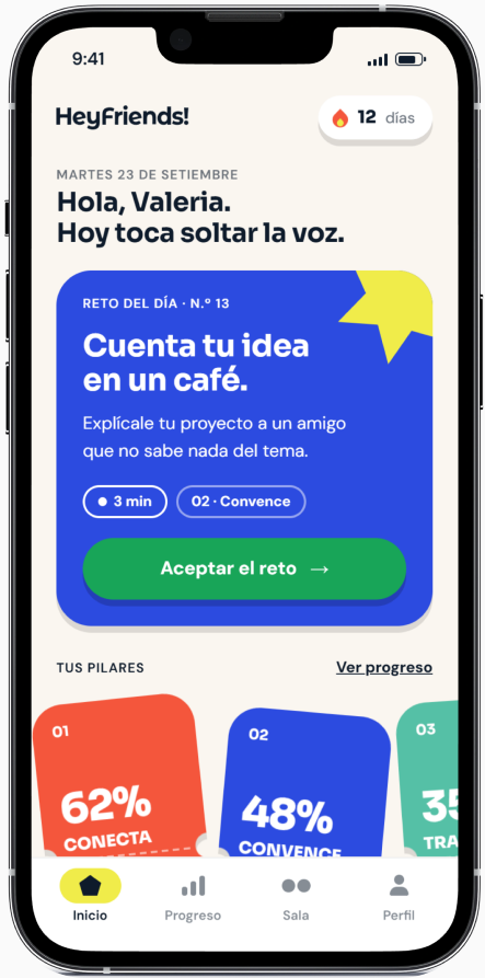 Inicio de la app HeyFriends!