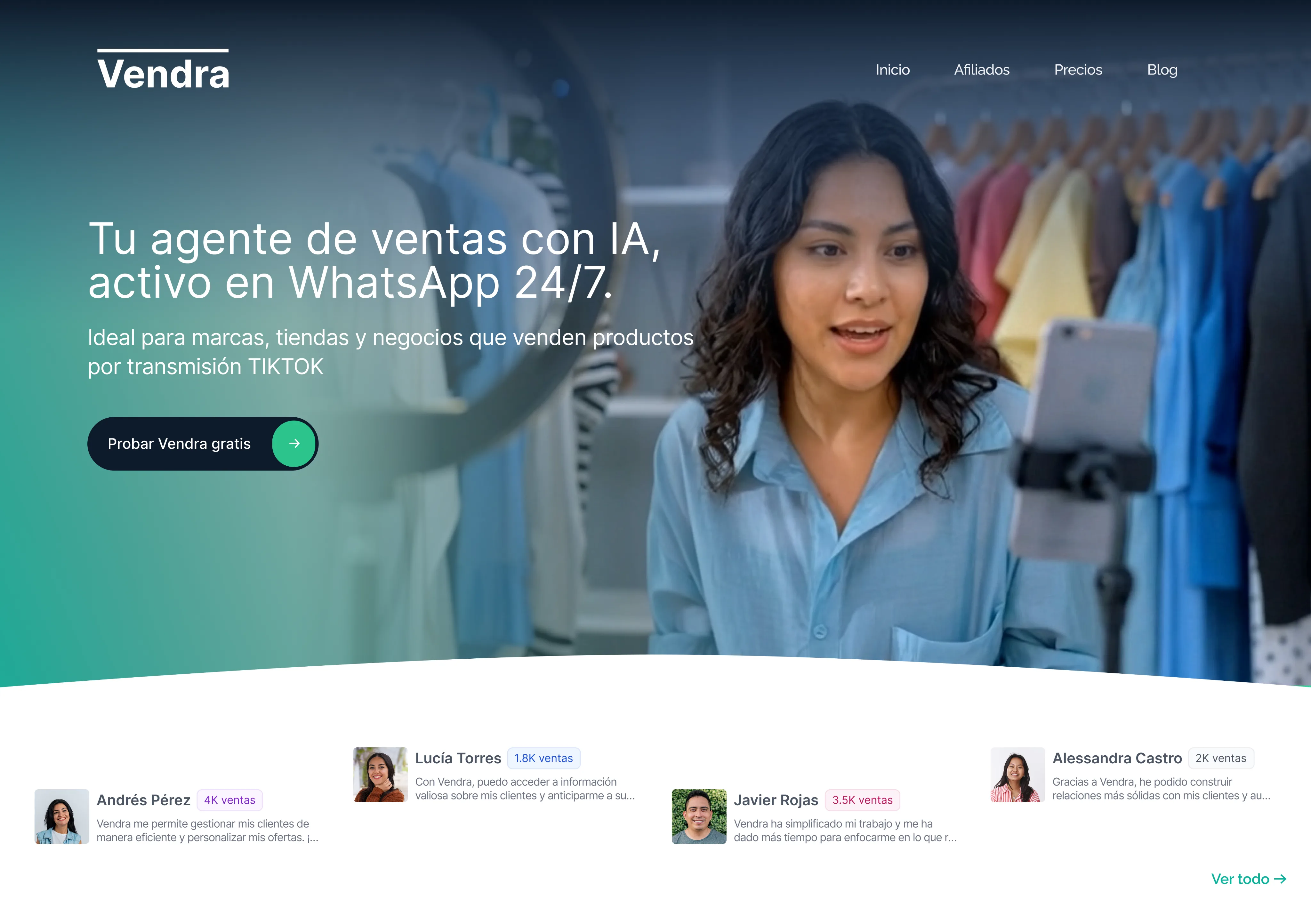 Plataforma de ventas con IA que funciona como agente comercial en WhatsApp 24/7